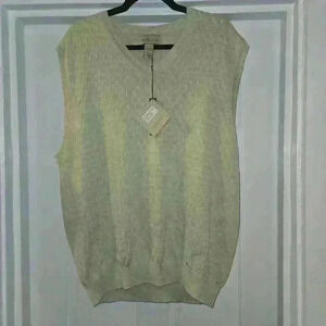 NWT Cutter & Buck Mens Silk Cotton V-Neck Lightweight Sweater Vest Sage Size XXL